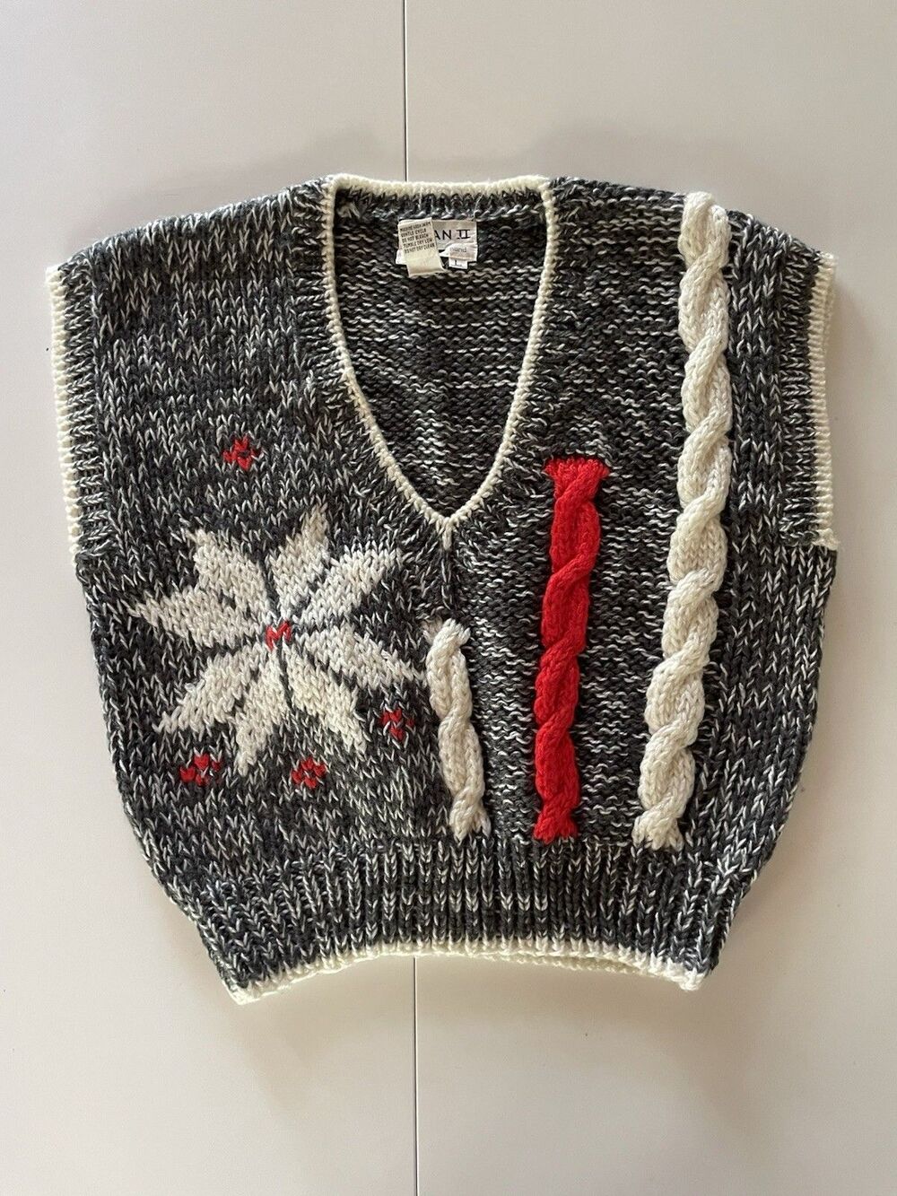 Large Vintage 90’s Evian II Hand Knitted Sweater Vest
